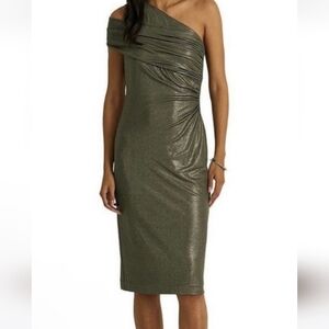 Ralp Lauren Foil-Print Jersey One-shoulder cocktail dress